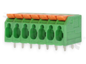 PCB terminal block; pitch 5.00mm; 7-ways; range wire 4.0mm2 (AWG 24-12); spring-loaded; green; UL 300V/20A
