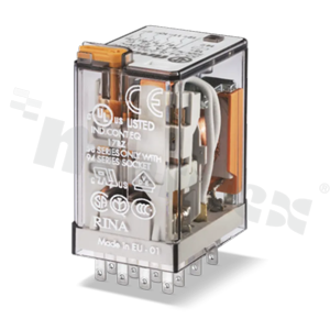Przekaźnik elektromagnetyczny; przemysłowy; prąd znamionowy 7A; napięcie cewki 24VDC; poczwórny styk przełączny 4PDT; moc cewki 1W; 7A/250VAC, 7A/24VDC; montaż: gniazdo