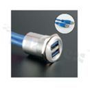 USB3.0 socket; female; mounting hole 22mm; USB3.0 male plug connection; cable length 60cm; silver; aluminum alloy.