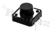 Przełącznik Tact Switch; THT; wymiary korpusu: 12.0x12.0; h=7.5mm; pionowy; o sile nacisku 260gf; przycisk okrągły