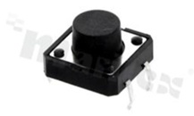 Przełącznik Tact Switch; THT; wymiary korpusu: 12.0x12.0; h=7.5mm; pionowy; o sile nacisku 260gf; przycisk okrągły