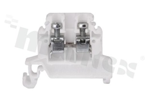 Złączka szynowa ; 1-poziomowa; 2-zaciskowa na przewód 0,5-4,0mm2; zacisk śrubowy; biała; na szyne DIN; 690V/32A