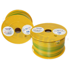 Przewód pojedynczy LGY/H05V-K; z wielodrutową miedzianą żyłą; żółty/zielony; przekrój 1.50mm2; AWG 16; 500V; -40+105 st.C; 100m.