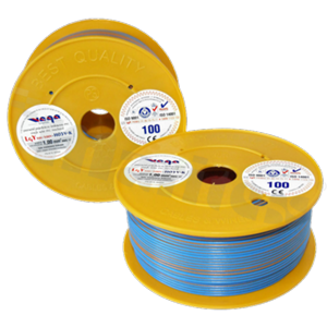 Przewód pojedynczy LGY/H05V-K; z wielodrutową miedzianą żyłą; niebieski/brązowy; przekrój 1.00mm2; AWG 17; 500V; -40+105 st.C; 100m.