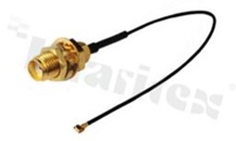 Kabel antenowy; przejściowy; koncentryczny RG1.37; kolor czarny; zakończony żeńskim wtykiem IPX (U.FL) i gniazdem żeńskim SMA kabel o długości 15 cm; współpracuje z gniazdem męskim RF-IPX125-1G