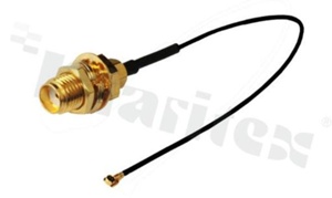 Kabel antenowy; przejściowy; koncentryczny RG1.37; kolor czarny; zakończony żeńskim wtykiem IPX (U.FL) i gniazdem żeńskim SMA kabel o długości 15 cm; współpracuje z gniazdem męskim RF-IPX125-1G