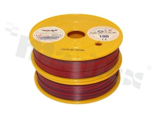 Single wire LGY/H05V-K; with copper multi-strand; red/blue; cross section 0.50mm2; AWG 20; 500V; -40+105 deg.C; 100m.