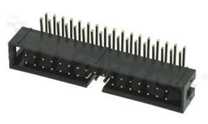 Full shrouded header for PCB; pitch 2.54mm; 34-contacts; THT; male; side entry