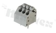 Listwa zaciskowa do PCB; w rastrze 3.50mm; 3-torowa; skośne wejście przewodu; na przewód 0.20-1.00mm2 (28-18AWG); ze stykiem sprężynowym; czarna; UL 300V/10A, TUV 250V/10.5A