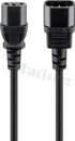 Kabel zasilający; 3 żyłowy; 2m; IEC C14 męski; IEC C13 żeński; czarny; 0,75 mm; 250V/10A