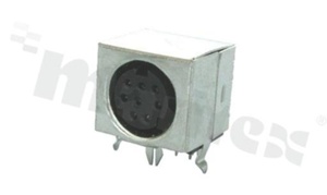 Mini-DIN Socket; female; 8 contacts; right angle; shielded; for PCB