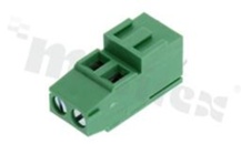 Listwa zaciskowa do PCB; w rastrze 5.08mm; 2-torowa; pionowa; na przewód 2.5mm2 (AWG 28-12); ze śrubami na wkrętak płaski; klatka mosiężna; zielona; UL 300V/20A, TUV 250V/24A