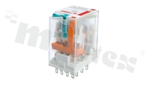 Przekaźnik elektromagnetyczny; prąd znamionowy 6A; napięcie cewki 230VAC; cztery styki przełączne (4P); 6A/24VDC; 7A/230VAC; 6A/250VAC
