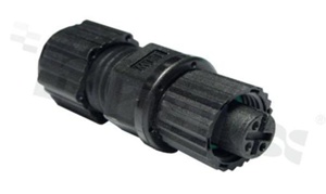 Wtyk M12; 3-stykowy; żeński; 4A; plastik; prosty; z połączeniem gwintowanym; do kabla; IP68