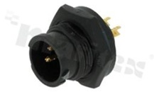 Gniazdo X-LOK; 3 stykowe; męskie; Imax = 10A; 300V AC/DC; lutowane; z nakrętką z przodu; IP68