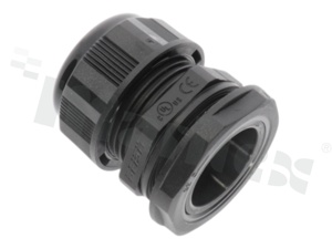 Cable gland PG21; nylon; PG21 9-16mm; black; flat O-ring; with lock-nut; for wrench 33
