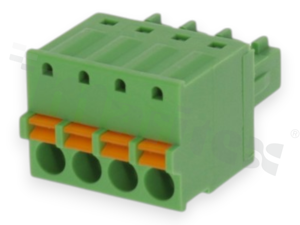 Pluggable terminal block; 3.81mm pitch; 4-ways; female; for wire 1.50mm2 (28-16AWG); wire insertion direction same as plug-in direction; p.bronze contacts; spring clamp; brass cage; UL 300/8A TUV 250/12A