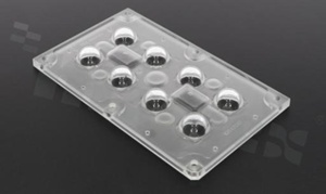 Lens for LED high power; mid power; angle: 60 degrees ; Number of LEDs: 8; Dimensions: 118.8x71.4mm; Height: 11.52mm; material: PMMA; Fastening: screw