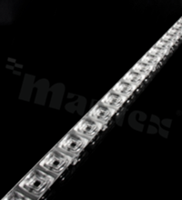 Soczewka do diod LED mid power; kąt rozsyłu: ok. 60 stopni FWHM; ilość diod: 28; wymiary: 1120x36mm; wysokość: 13.4 mm; rodzaj materiału: PMMA; kolor: clear