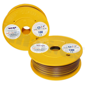 Single wire LGY/H05V-K; with copper multi-strand; brown/yellow; cross section 0.75mm2; AWG 18; 500V; -40+105 deg.C; 100m.