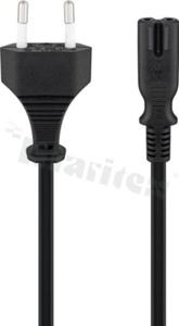 Power cable; CEE7/16 -> IEC C7 female; 2x0.75mm2; lenght 1.5m; black