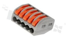 Szybkozłączka instalacyjna 5-torowa; zacisk sprężynowy; przekrój przewodu 0.08-2.5mm2;