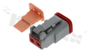 Plug BT series; 2 pins; female; straight; Imax = 13A; contact size: 16; for wire (AWG14-20); operating temperature -55 to 125c; IP67