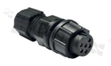 Wtyk seria BD; 6-stykowy; żeński; prosty; I= 5A; napięcie pracy 250V; kabel: 4.5-6.5mm2; z połączeniem zatrzaskowym; IP67