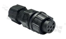 Wtyk seria BD; 6-stykowy; żeński; prosty; I= 5A; napięcie pracy 250V; kabel: 4.5-6.5mm2; z połączeniem zatrzaskowym; IP67