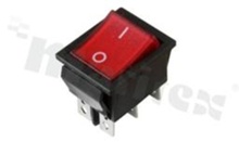 Przełącznik typu Rocker; dwubiegowy; 2-pozycyjny; 27.8x21.6mm; konektory DPDT; przycisk czerwony podświetlany; 16A/250V