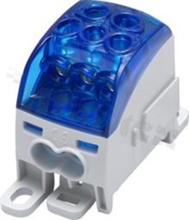 Złączka na szyne DIN; blok rozdzielczy uniwersalny;niebieski; jednobiegunowy; 25mm2; Al/Cu;1000V AC DC / 164A