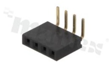Listwa stykowa do PCB; w rastrze 2.54mm; 1x4 styków; montaż: THT; żeńska; kątowa; jednorzędowe;