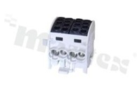 Złączka na szyne DIN; blok rozdzielczy odgałęźny;czarny; jednobiegunowy;2x35mm2; Al/Cu;1000V AC/DC ;428A