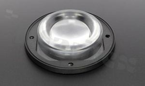 Soczewka do diod LED COB; kąt rozsyłu: 65 do 87 stopni FWHM; ilość diod: 1; rozmiar: okrąg 90mm; wysokość: 19.5mm; rodzaj materiału: silikon; sposób mocowania: śruby