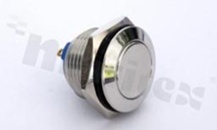 Push button switch; monostable; 16mm; solder terminals; stainless steel; silver button; IP65