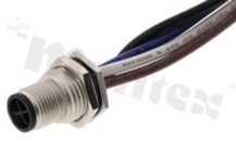 Receptacle M12; S-code; 4 pins; male; straight; 12A; with 15cm wire; front side nut; IP68
