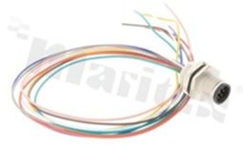 Gniazdo M12; kodowanie A; 8-stykowe; męskie; 2A; na panel; z nakrętką z tyłu; z kablem o długości 30cm; IP68