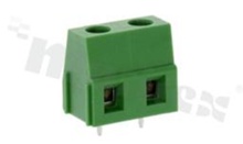 PCB terminal block; pitch 7.50mm; 2-ways; vertical; wire range 2.5mm2 (AWG 24-12); with screws for a flat screwdriver; brass cage; green color; UL 300V/10A, TUV 450V/18A
