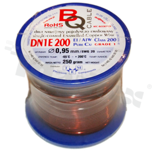 Insulated winding wire; with one layer of enamel insulation; diameter 0.95mm; SWG 20; -65+200 deg.C; 39m; 250g.