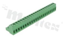 Listwa zaciskowa rozłączalna; w rastrze 5.08mm; 22-torowa; żeńska; na przewód 2.50mm2(28-12AWG); kierunek wtykania równoległy do osi przewodu; styki z fosforobrązu; mosiężna klatka przewodu; UL 300V/16A