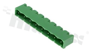 Listwa zaciskowa rozłączalna; w rastrze 7.50mm; 8-torowa; męska; pionowa; zabudowana; UL 300V/15A; TUV:400V/20A