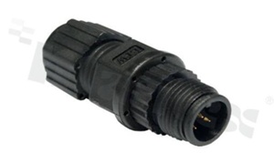 Wtyk M12; 5-stykowy; męski; prosty; 4A; plastikowy gwint; z połączeniem gwintowanym; do kabla; wodoszczelny IP68