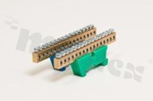 DIN Rail terminal block; neutral; protective; 11 terminals; for 10mm2 wire; screw-type terminal; blue