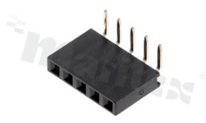 Pin Header; pitch 2.54mm; 1x5 pins; assembly: THT; female; angled; single row
