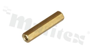Screwed brass spacer sleeve; Int. thread: M3; 22mm