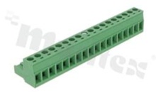 Pluggable terminal block; 5.08mm pitch; 18-ways; female; for wire 2.50mm2(28-12AWG); wire insertion direction same as plug-in direction; p.bronze contacts; steel cage; UL 300V/16A