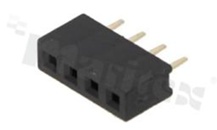 Listwa stykowa do PCB; w rastrze 2.00mm; 1x4 styków; montaż: THT; żeńska; prosta; jednorzędowe