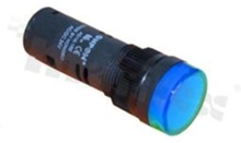 Lampka sygnalizacyjna; 16mm; zacisk śrubowy; plastik; podświetlenie pełne niebieskie LED 12V; IP40.