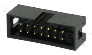 Full shrouded header for PCB; pitch 2.54mm; 14-contacts; THT; male; top entry