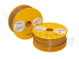 Single wire LGY/H05V-K; with copper multi-strand; yellow/violet; cross section 2.50mm2; AWG 14; 500V; -40+105 deg.C; 50m.